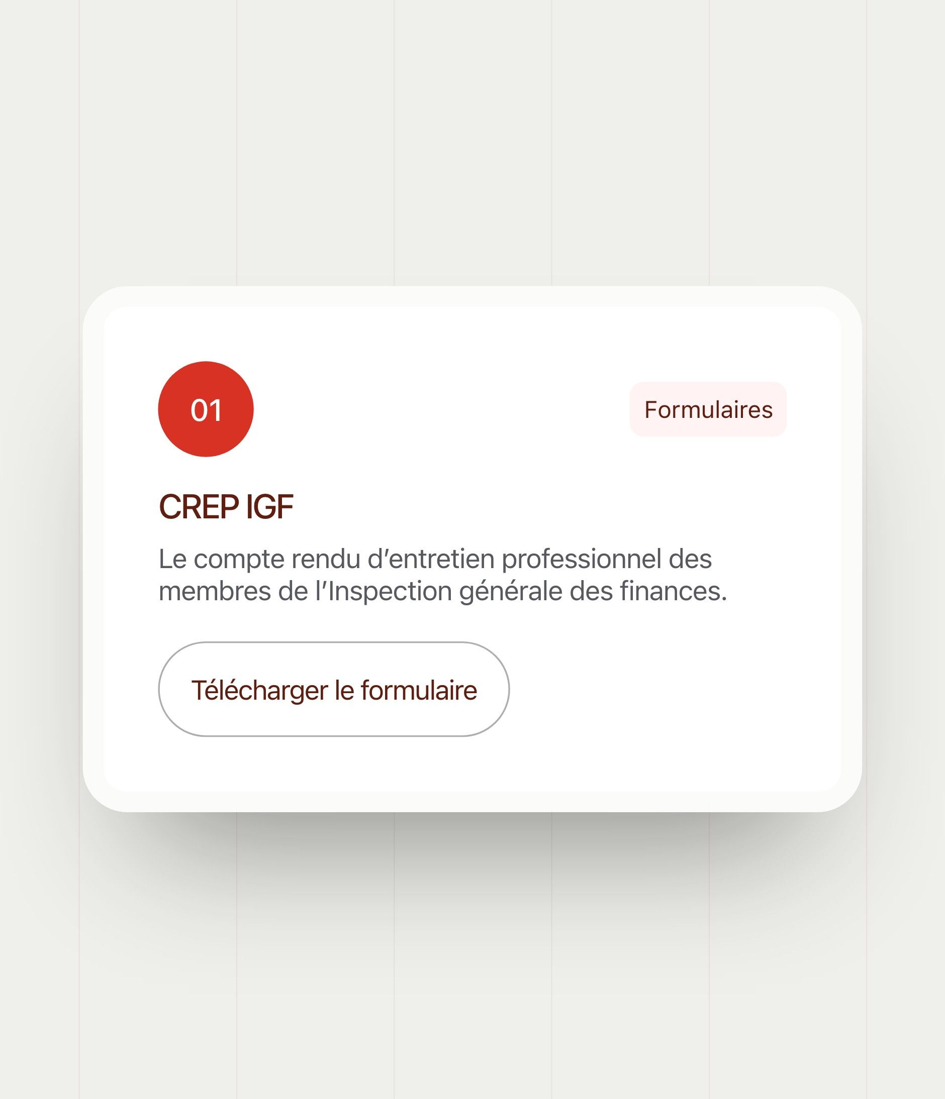 Toolbox card: the IGF appraisal (CREP) form to download