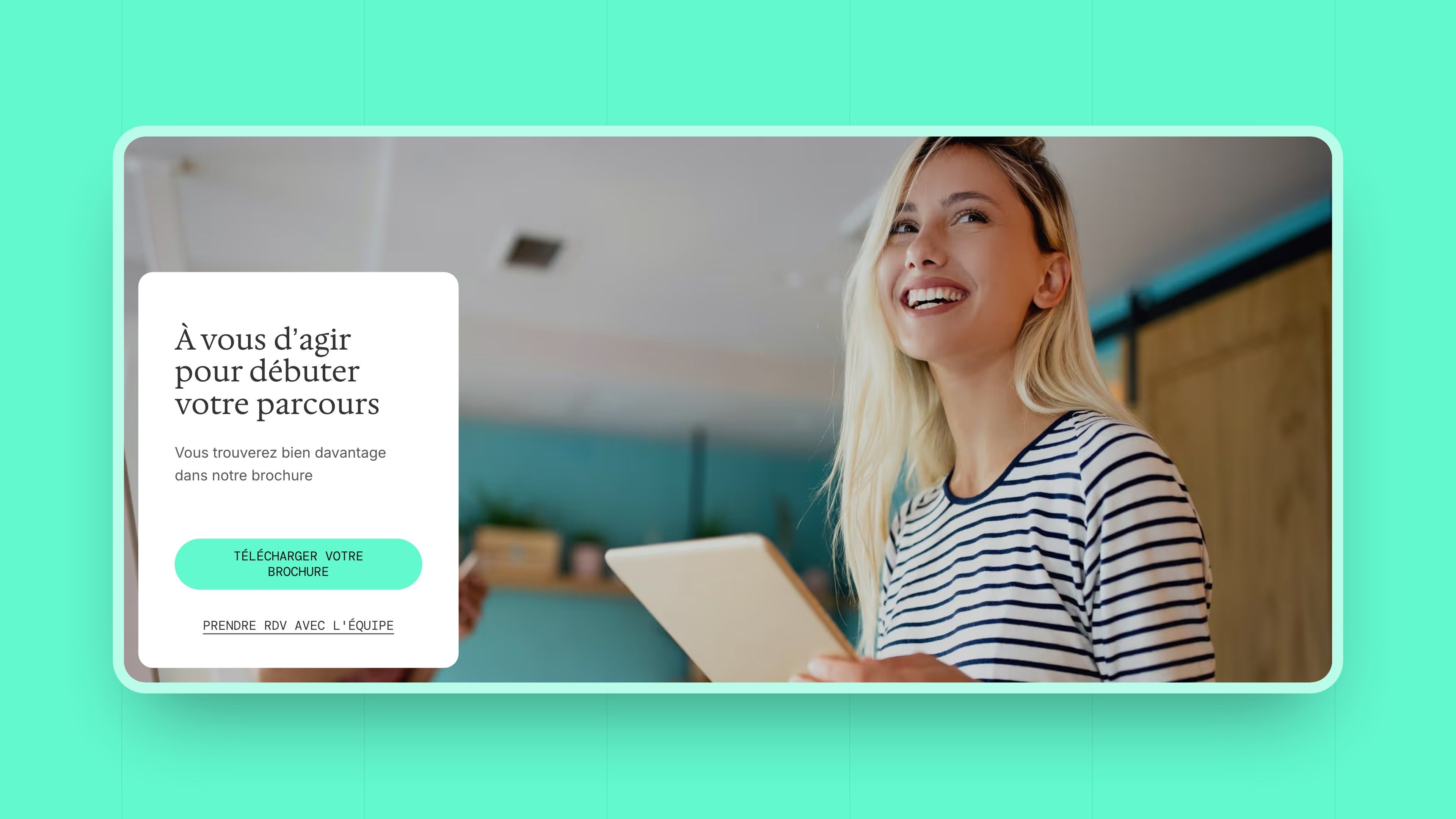 Call-to-action banner “It's your move to start your journey” with the brochure and appointment booking
