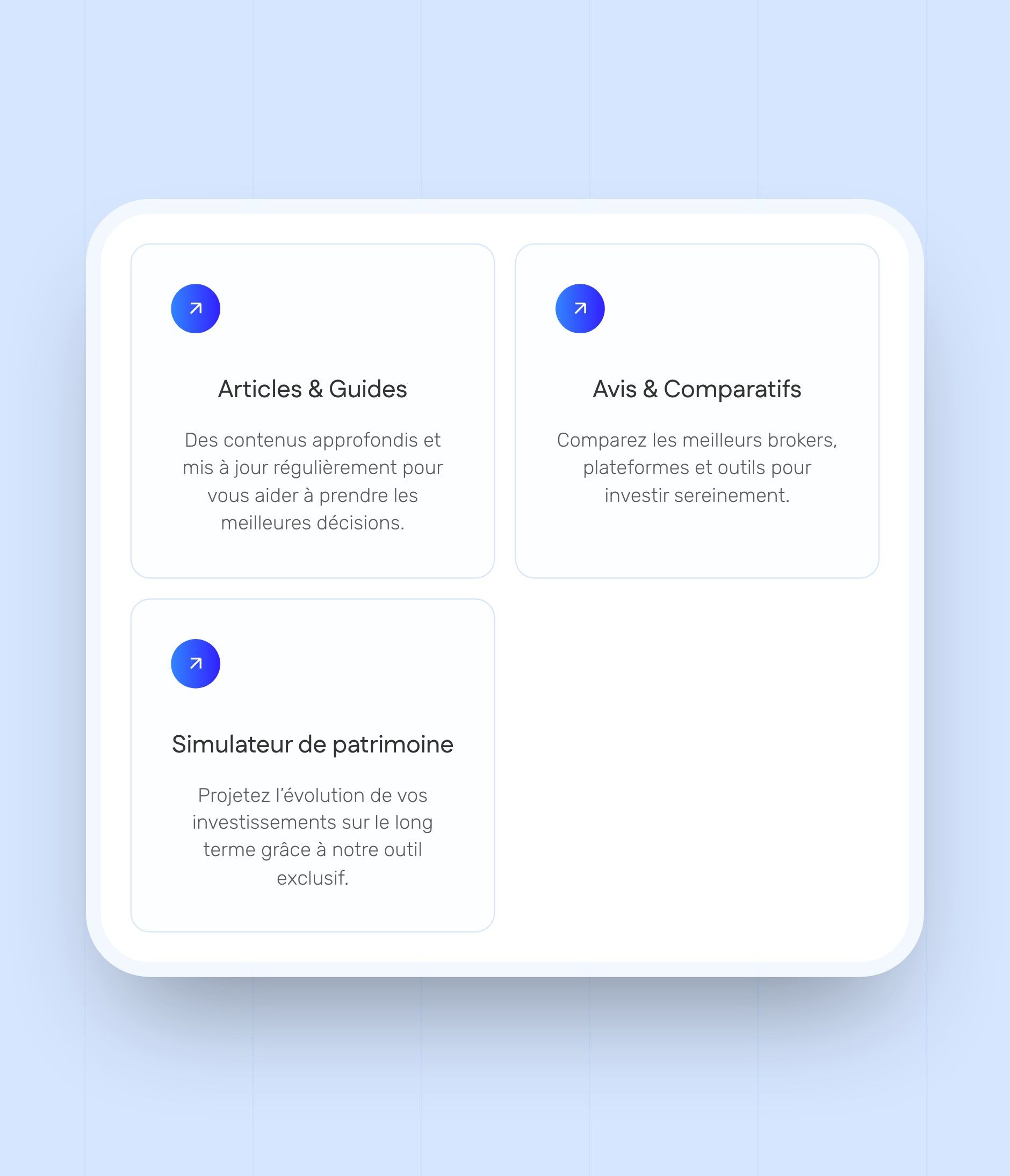 Resources block on the home page: articles and guides, reviews and comparisons, wealth simulator