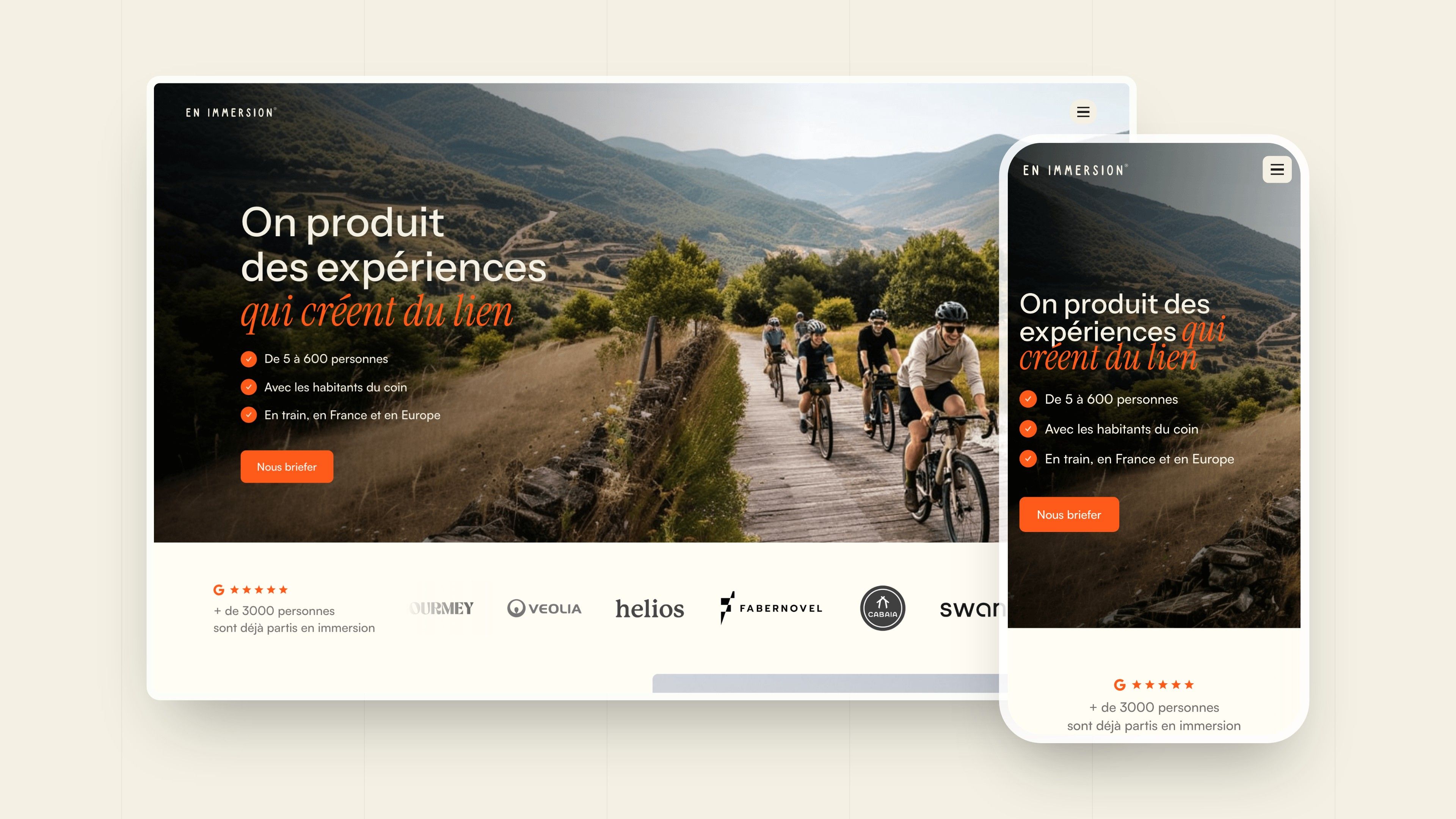 En Immersion home page on desktop and mobile