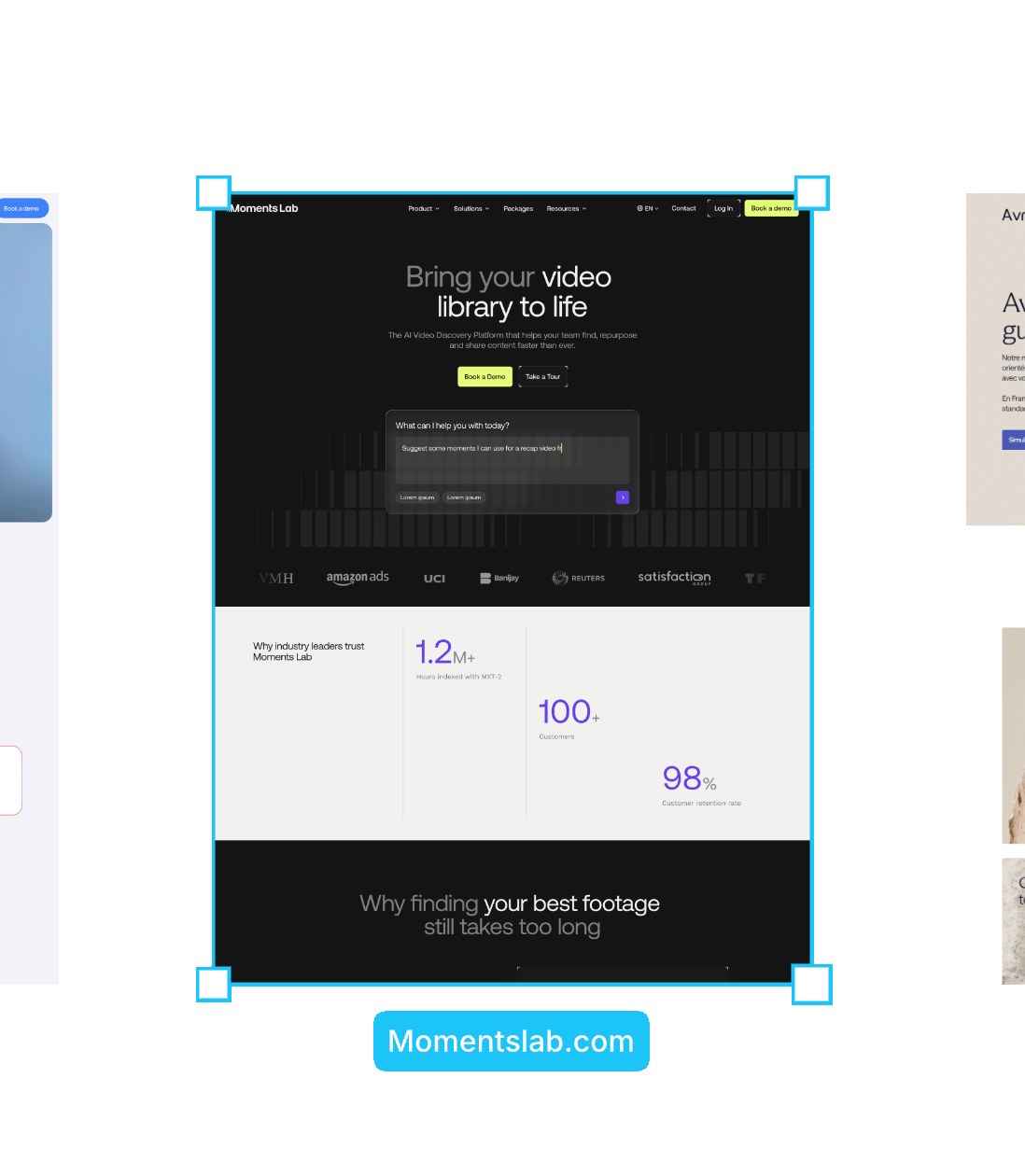 Momentslab homepage mockup