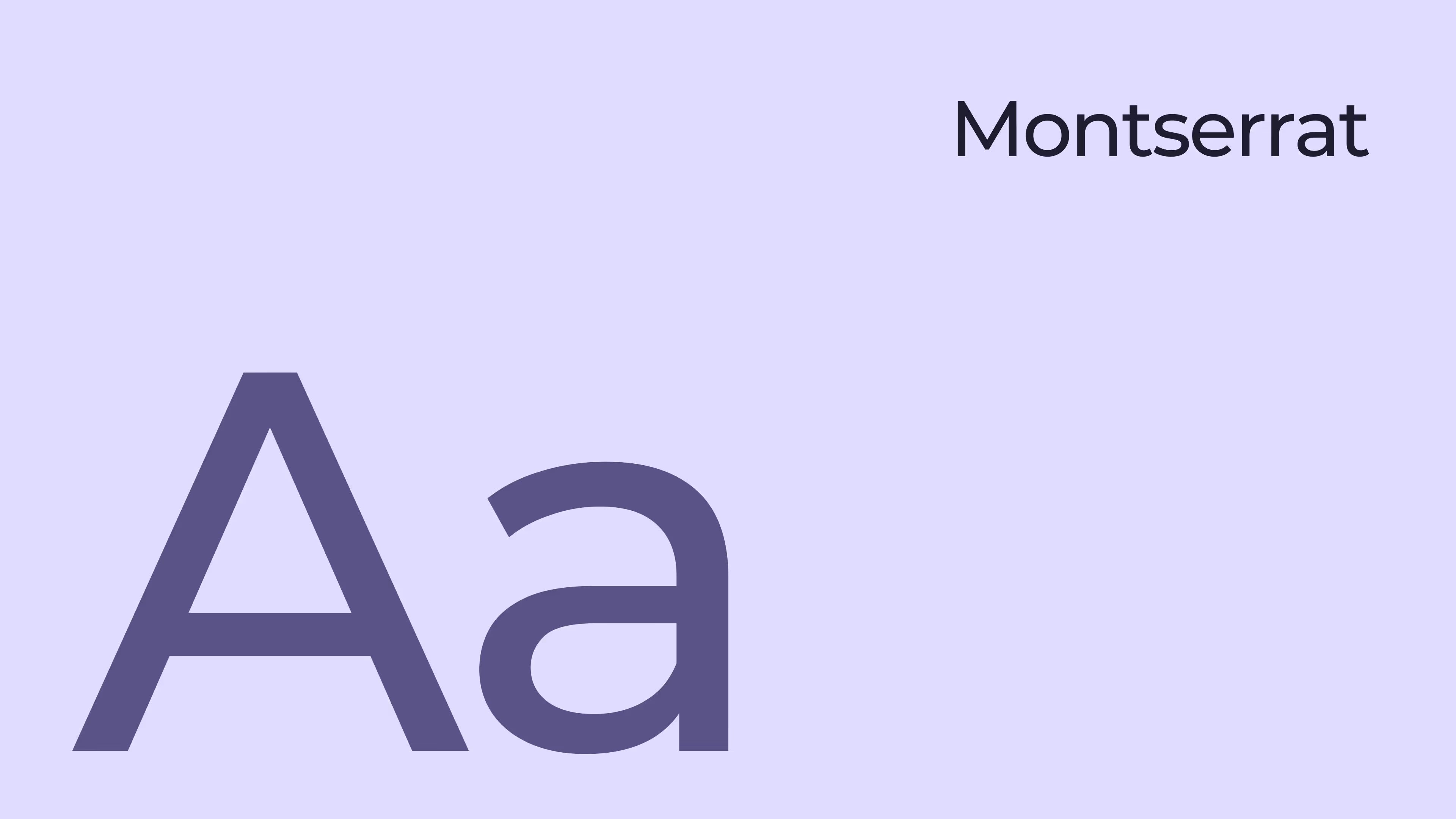 Spécimen de la police Montserrat pour le UI Kit d’Openeat : « Aa » en violet foncé sur fond lavande