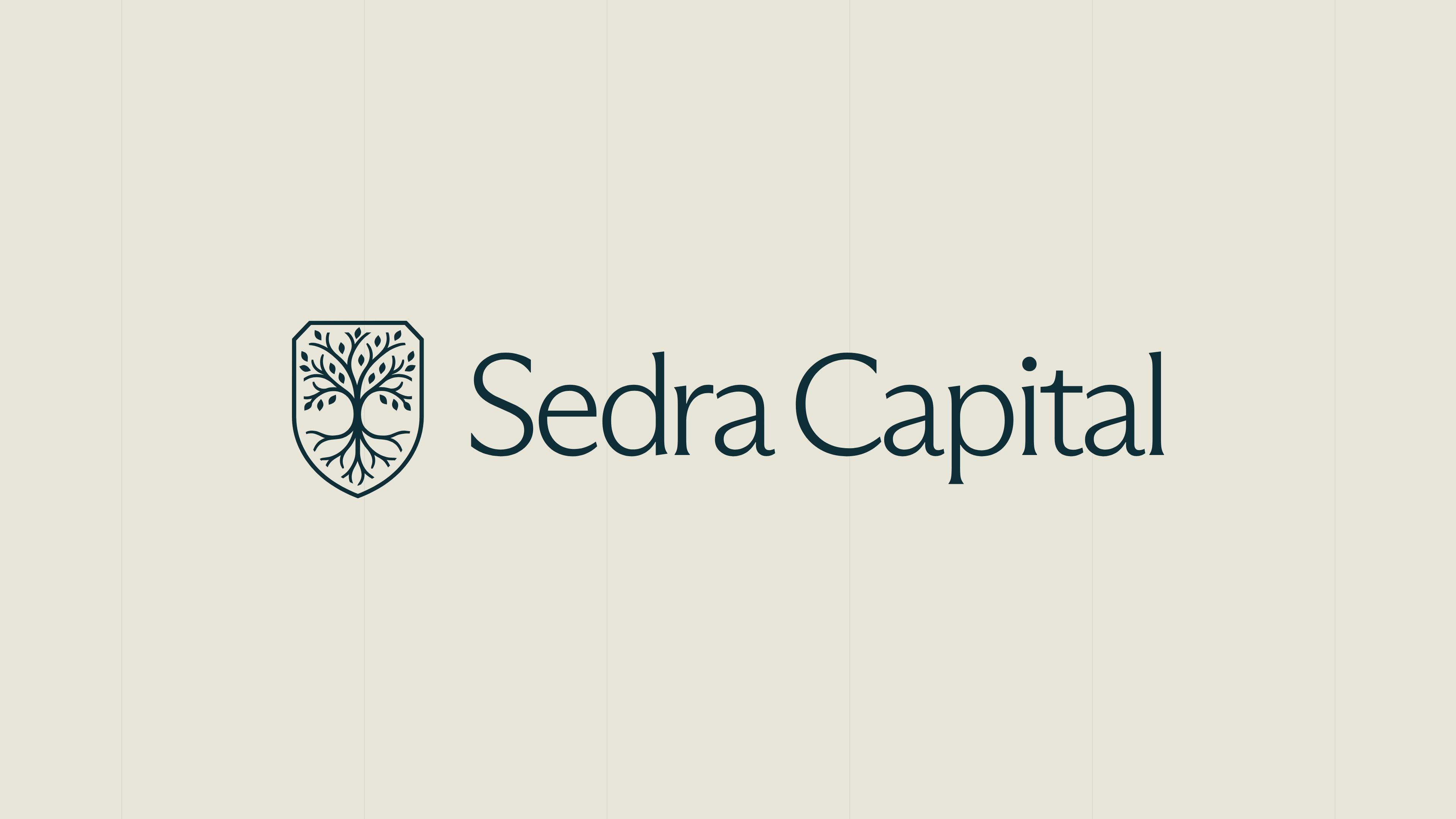 Sedra Capital logo in petrol blue on an ivory background