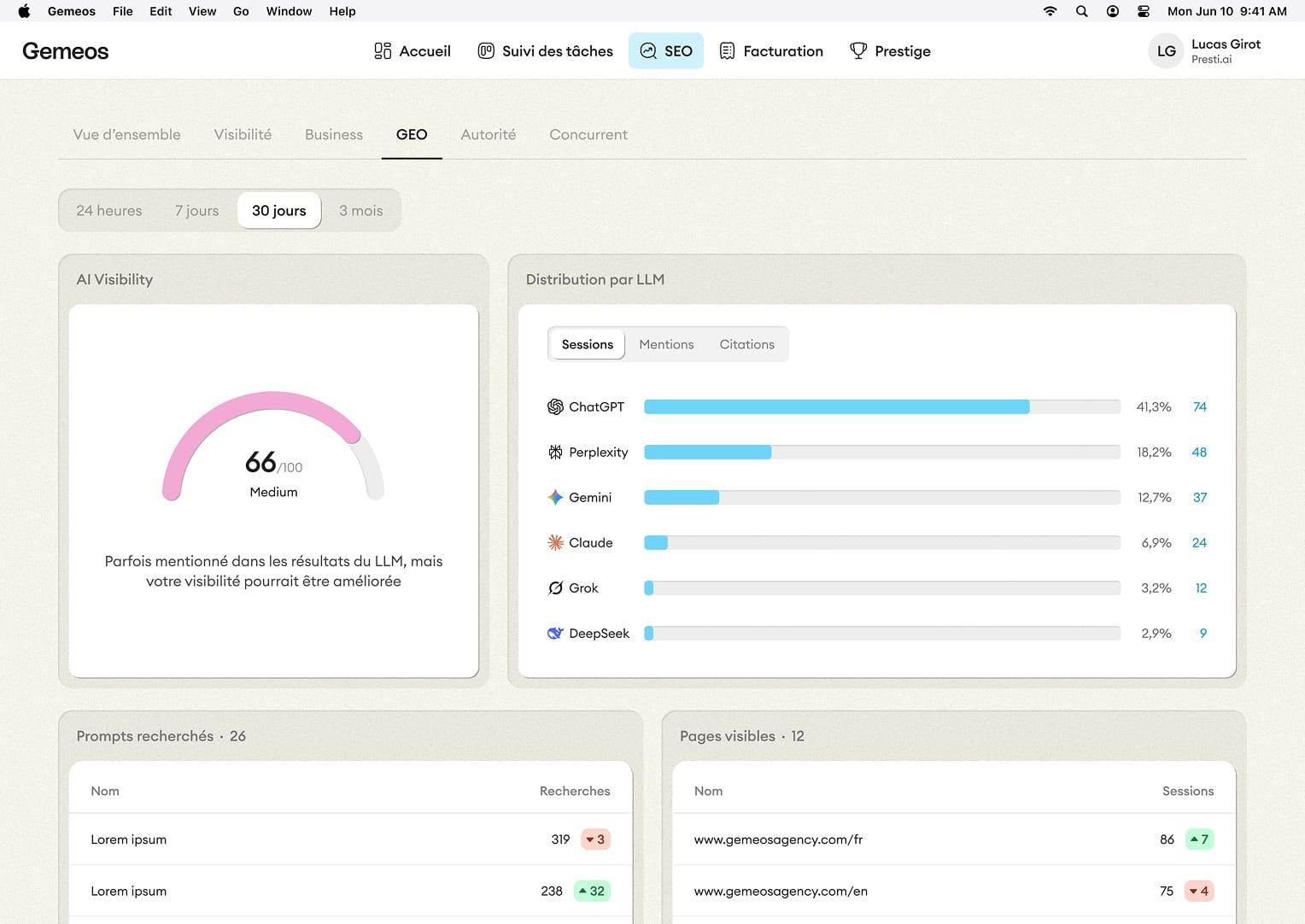 Brand visibility score in AI search engines