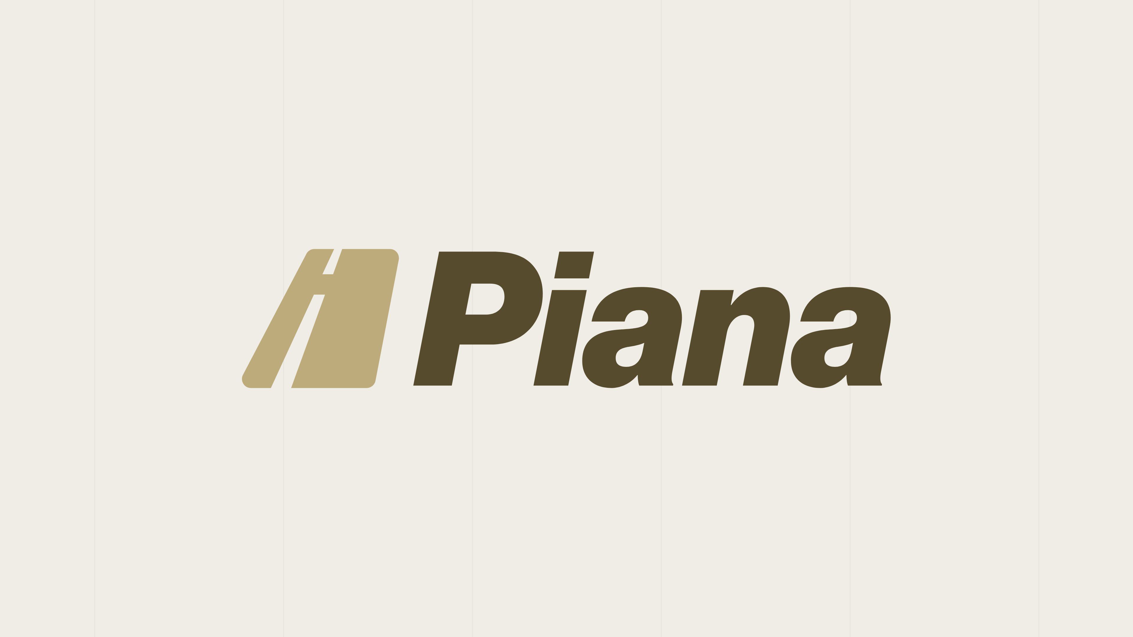 Piana logo: the two-stroke symbol and the word Piana, on a cream background