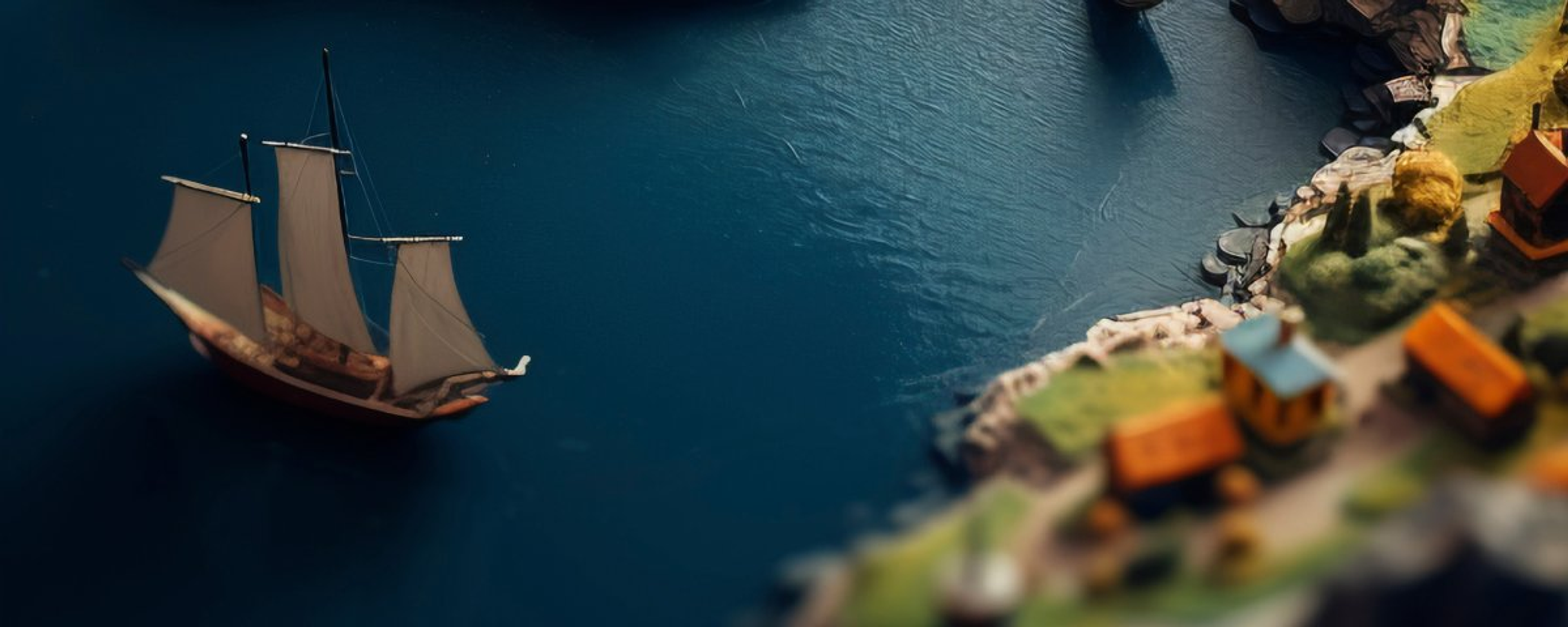 Sailing ship approaching a small island of houses, cover image for a Treasures Finance guide to the types of tokenized stocks