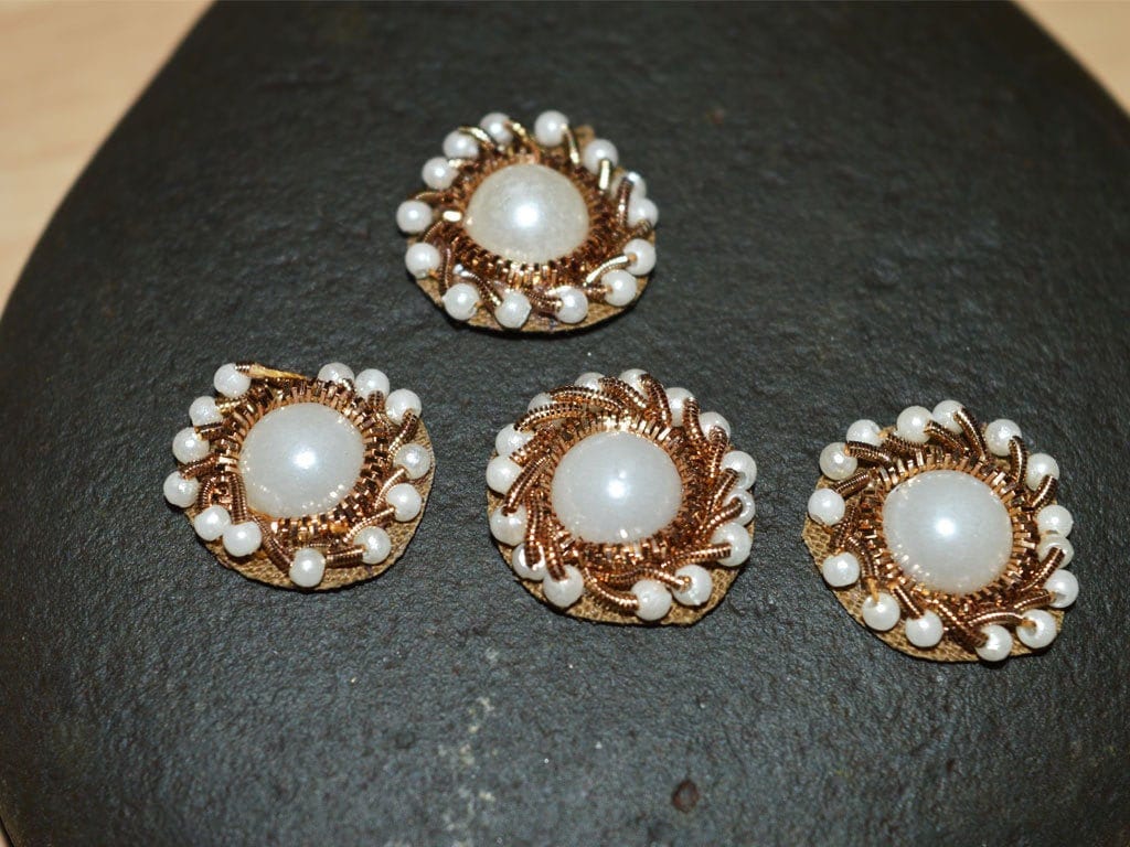 60 Tiny Copper Flower Appliques: Rhinestone & Beaded Embellishments - Image 1