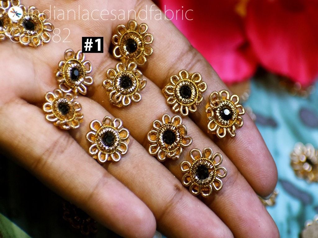 100 Tiny Zardozi Rhinestone Appliques: Indian Beaded Sewing Accessory - Image 1