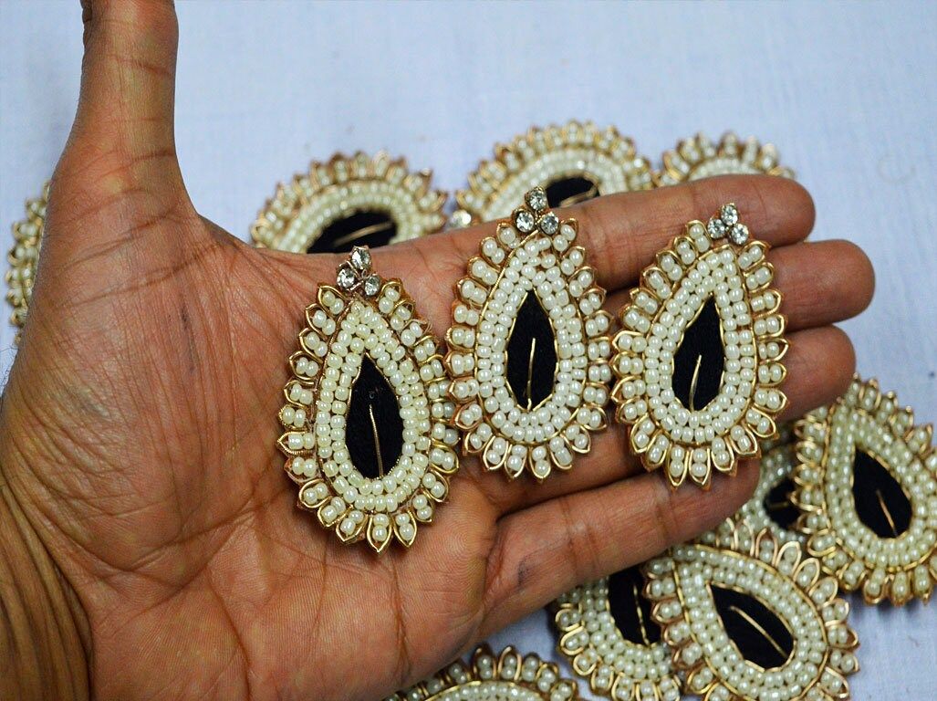 Beaded Rhinestone Appliques - Black & White Indian Patches - 30 Pcs - Image 1