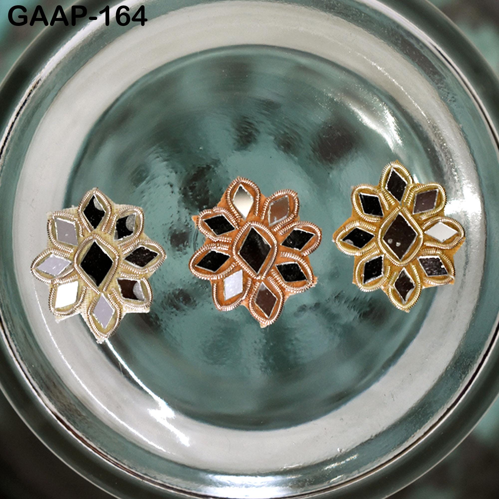 Handmade Floral Applique Patches (Set of 50): Gold Zardozi & Real Mirror Embellishments - Image 1