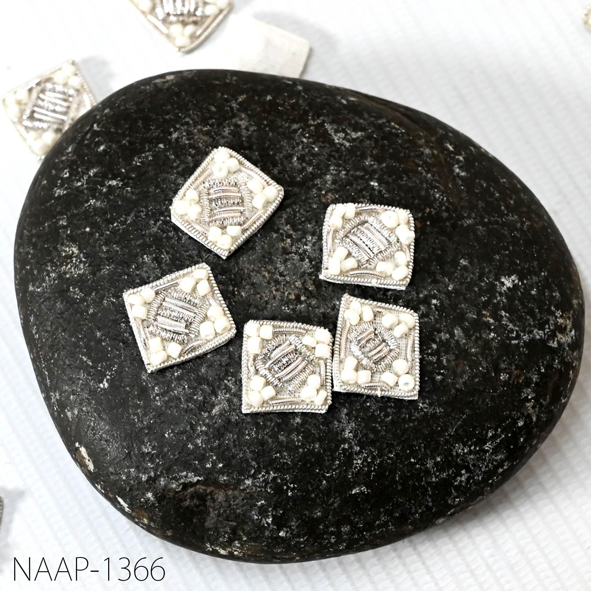 100 Tiny Beaded Appliques: Ivory Rhinestone Indian Sewing Accessory - Image 1