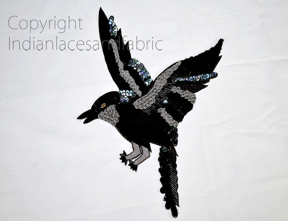 Embroidered Eagle Patch: Sequin & Beaded Applique - 9x7.2 inch - Image 1