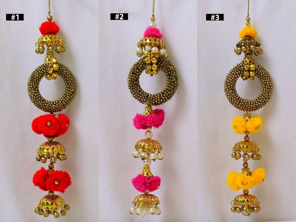 8 Pcs Handmade Pom Pom Tassels | Indian Tribal Boho Decor | Gypsy Curtain Tiebacks | DIY Jewelry Keychain Charms | Christmas Craft Supplies - Image 1