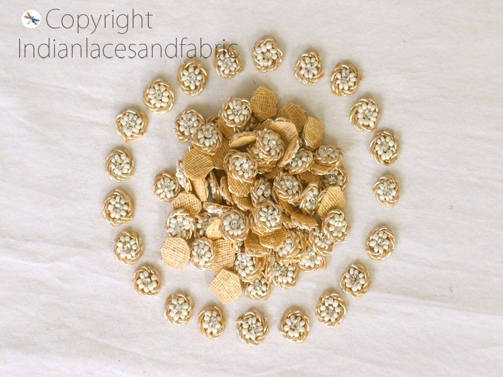 100 Tiny Beaded Rhinestone Appliques: Indian Sewing Accessory - Image 1