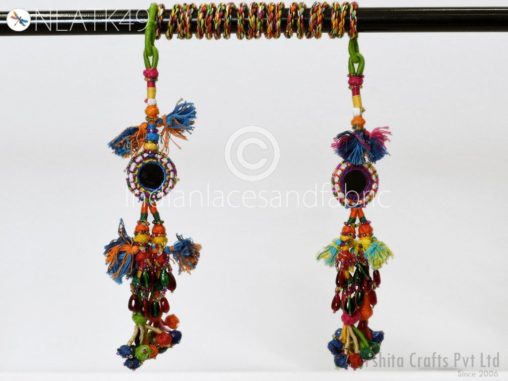 6 Pcs Handmade Tassels, Kutch Tribal Gypsy Cotton Decorative For Dresses, Hair Accessory Embellishments, Camel Swag DIY Craft Charms Jewelry - Image 1