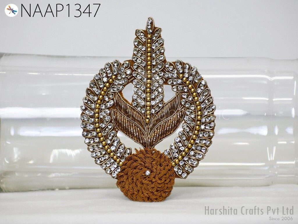 Handmade Rhinestone Applique: Gold Indian Patch (3 Pair) - Image 1