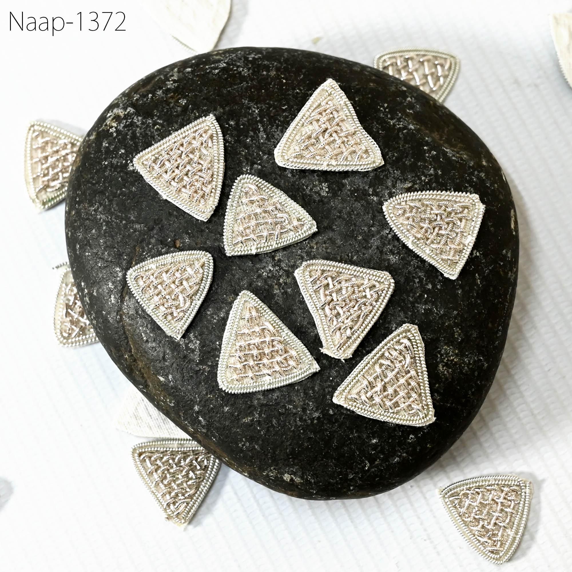 Handmade Silver Zari Appliques: Indian Beaded Patches, 2cm (50 Pc Set) - Image 1