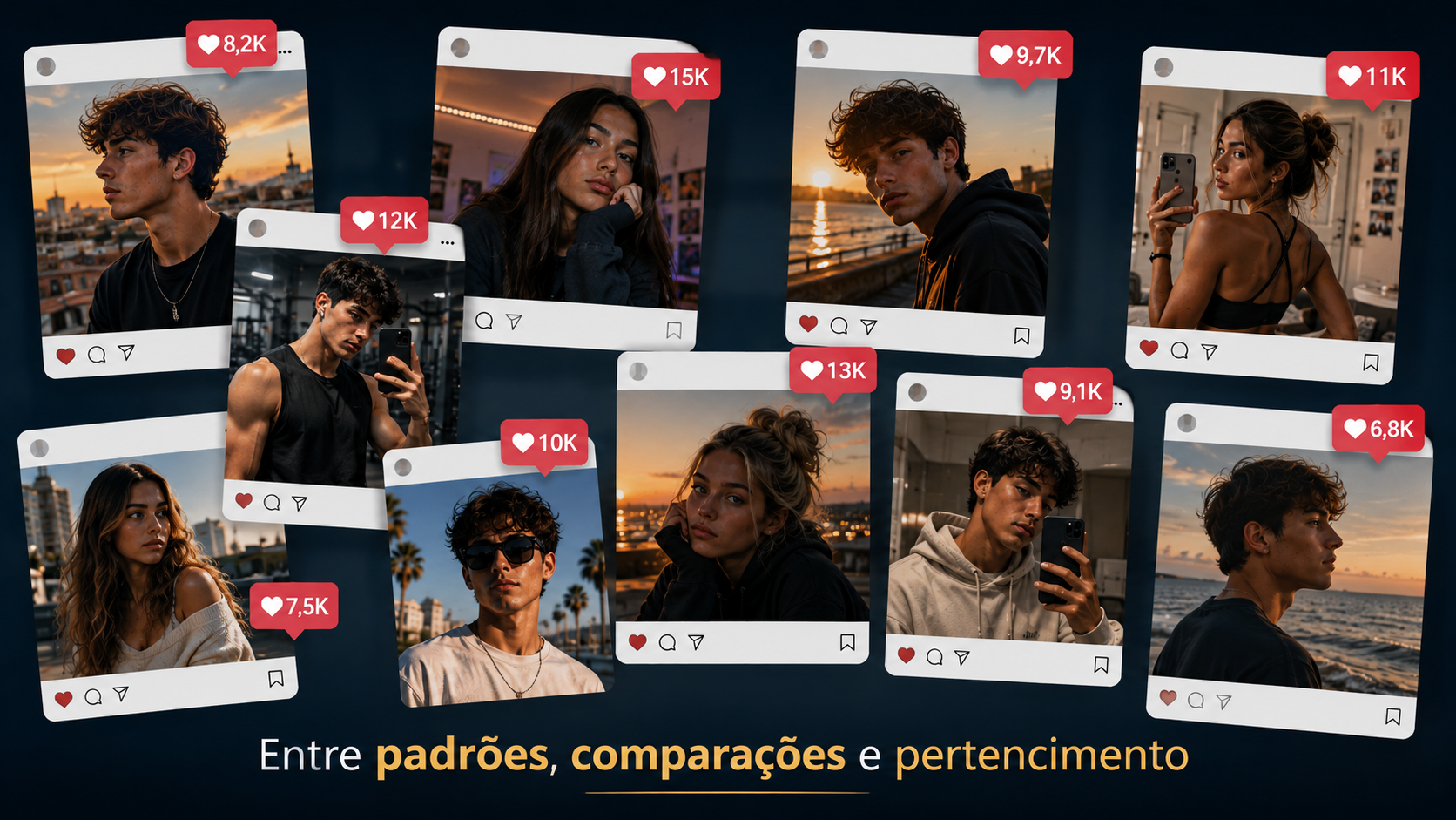 Padrões de beleza nas redes sociais e seus impactos na autoimagem, autoestima e saúde mental de adolescentes e adultos.