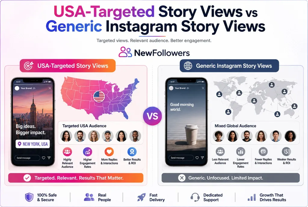 USA-targeted Instagram Story views versus generic worldwide Story views
