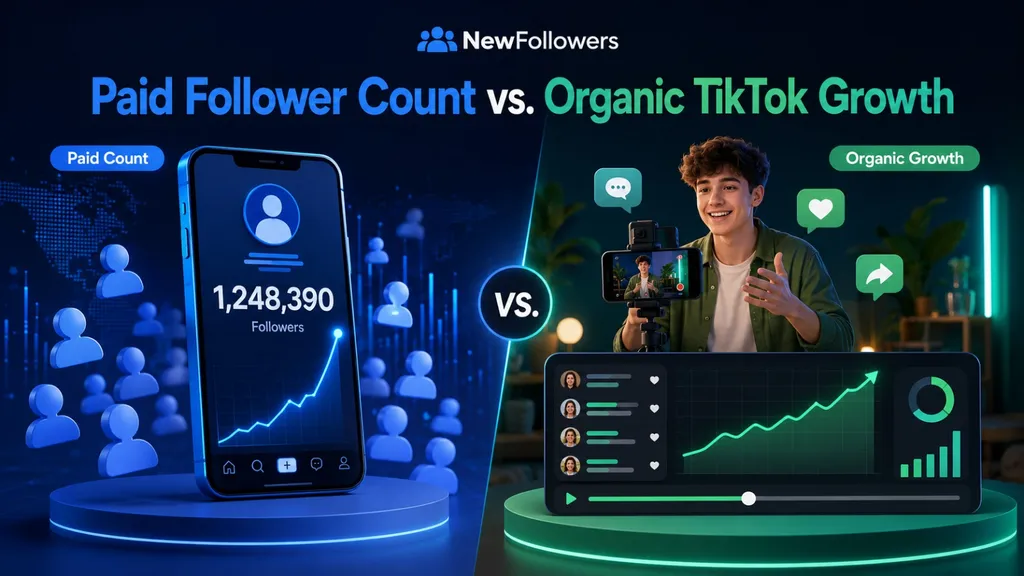 Paid follower count vs. organic TikTok growth