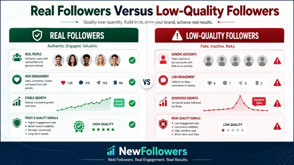 Real Followers Versus Low-Quality Followers