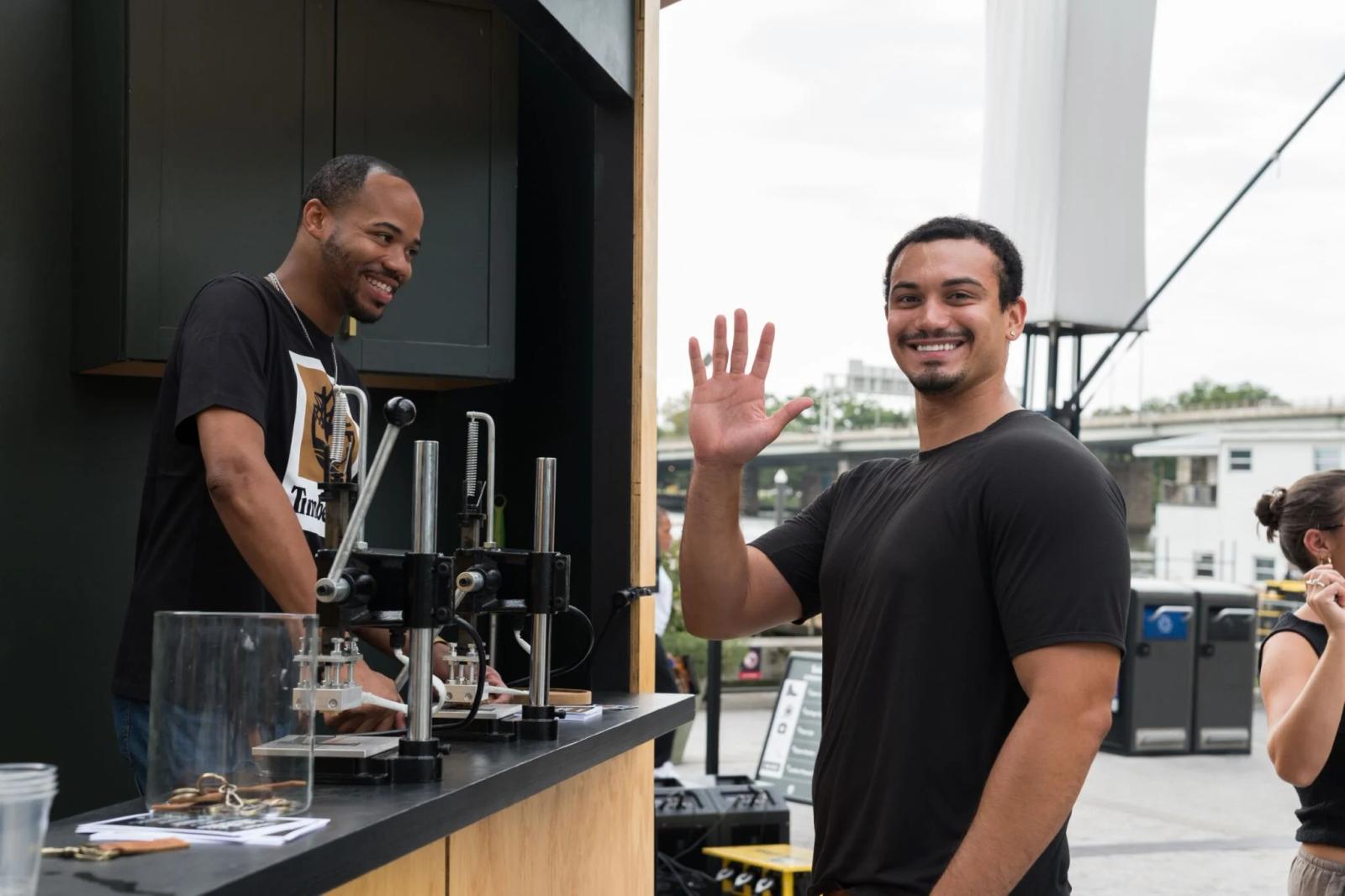 Two friends making coffee together 