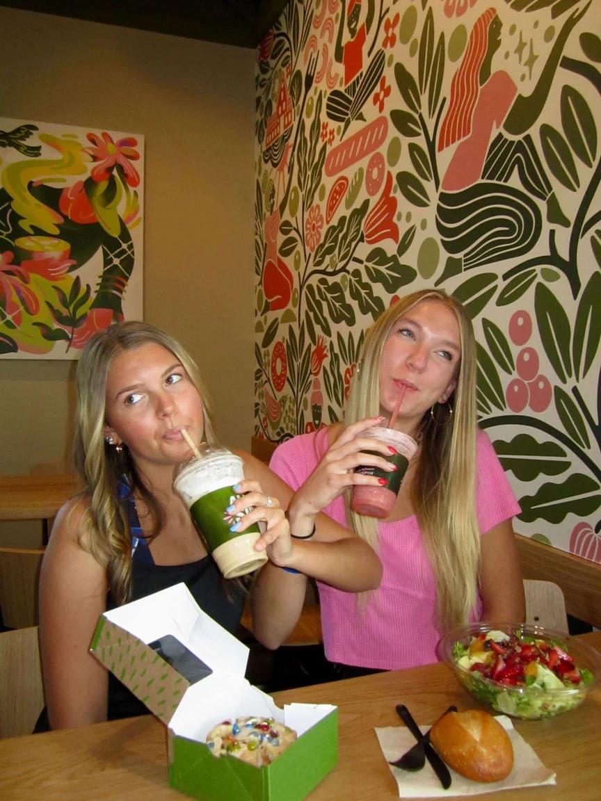 collage friends at a marketing pop-up