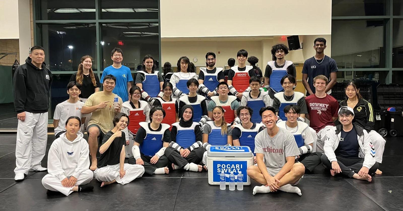 group of friends at a marketing pop up 