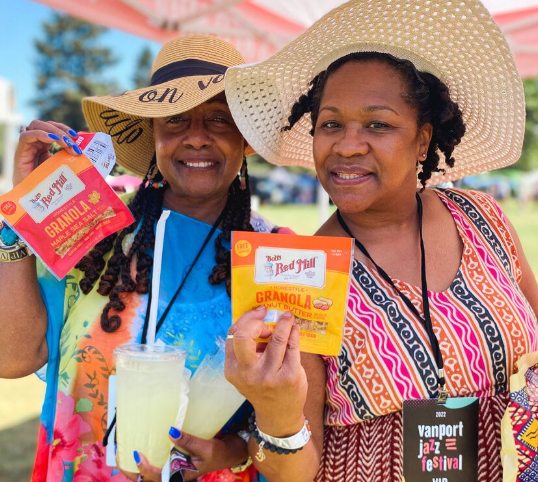 Woman holding bags of candy