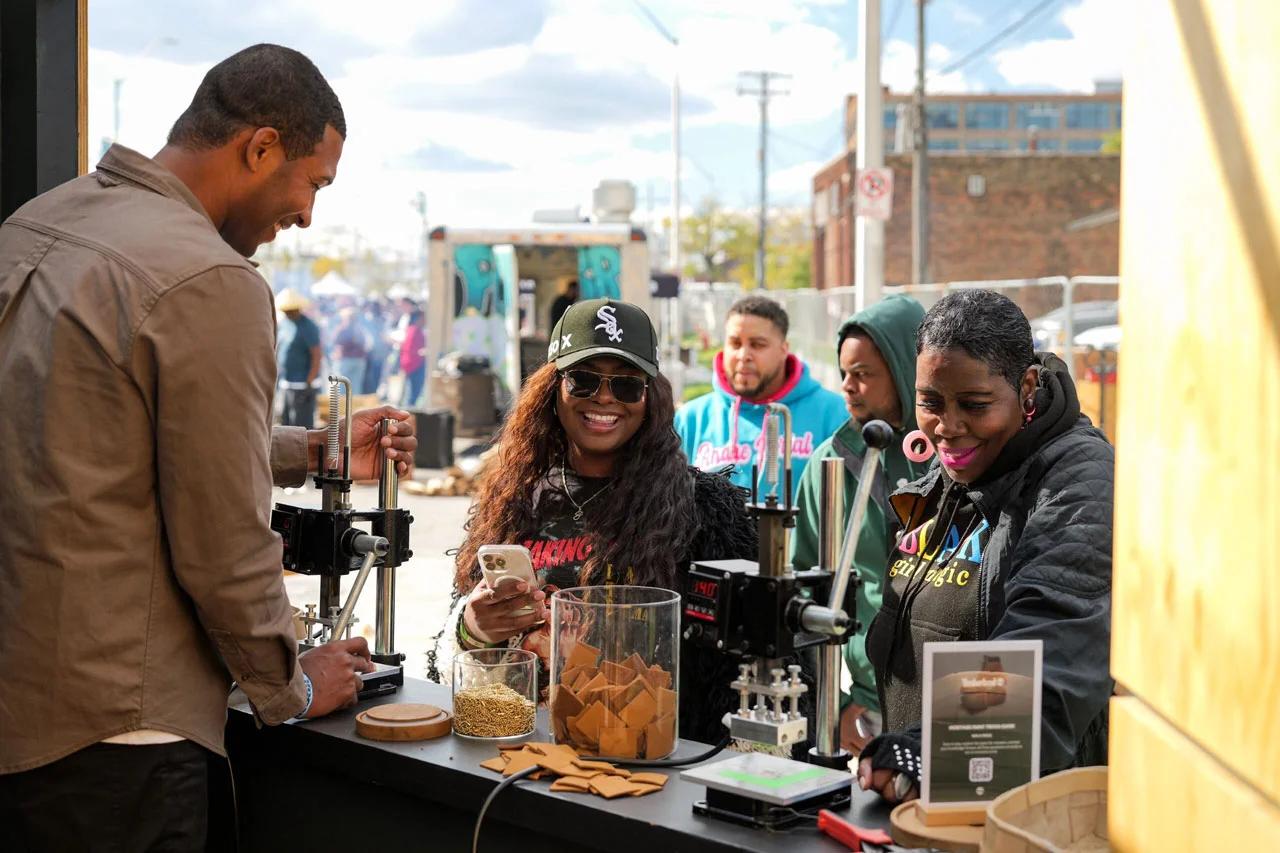 group at a juice stand