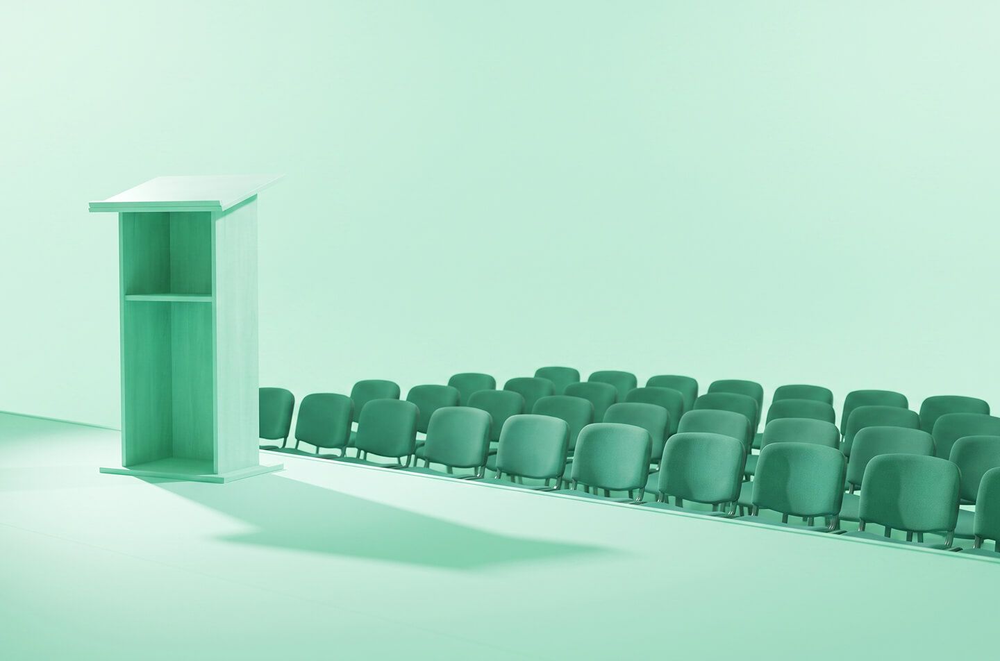 Podium facing an empty audience
