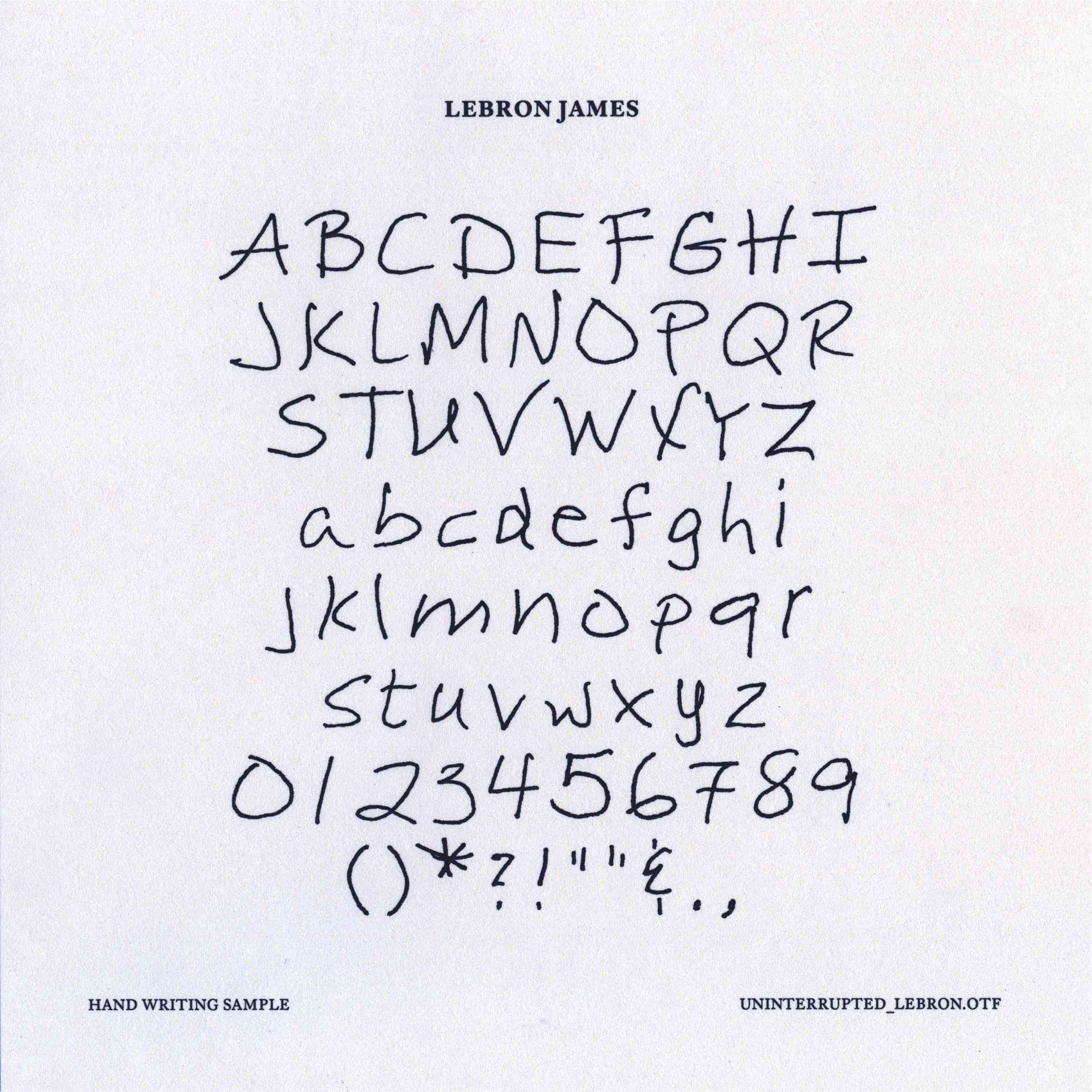 LeBron James Handwriting Sample