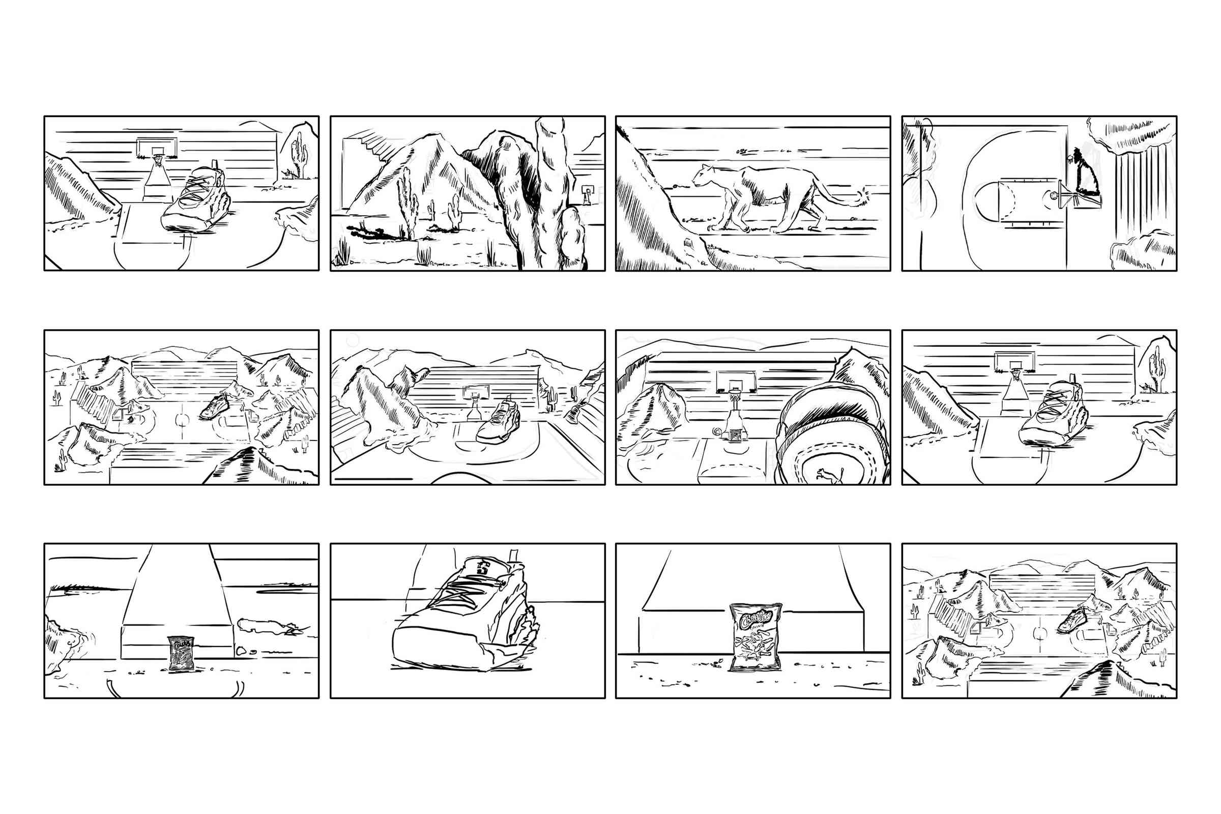 Storyboards for the Cheetos 15sec video