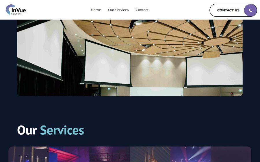 Invue Solutions website: inner section, desktop