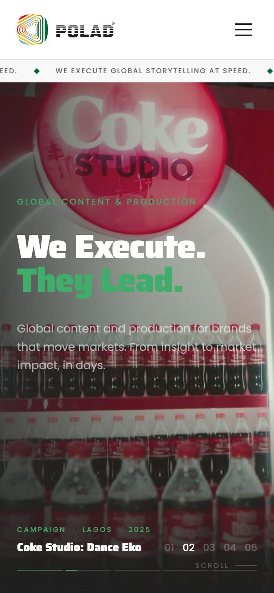 Polad Media website: homepage, mobile