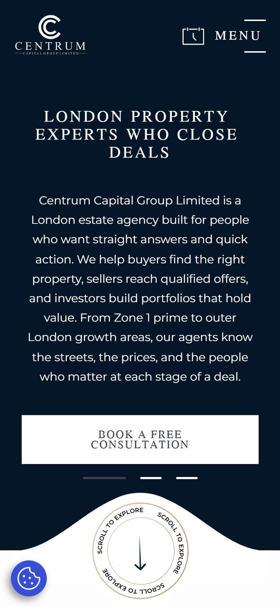 Centrum Capital Group Limited website: homepage, mobile