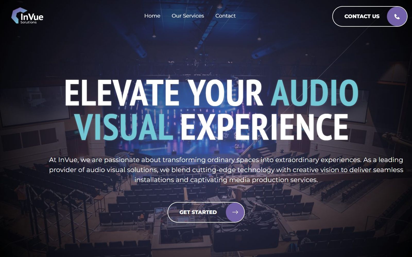 Invue Solutions website: homepage, desktop