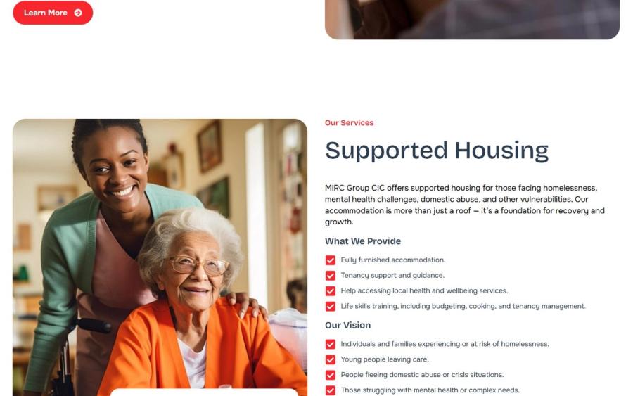 MIRC Group CIC website: inner section, desktop
