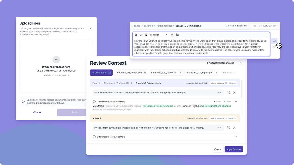 Business Context Process - Uploading, Prompting and Reviewing Documents