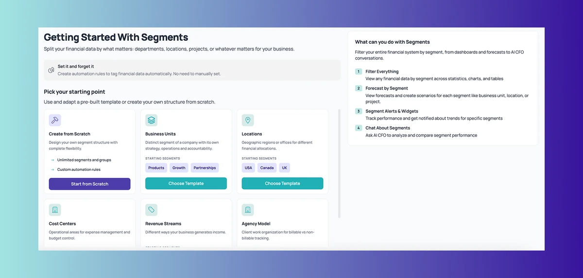 Segments page overview
