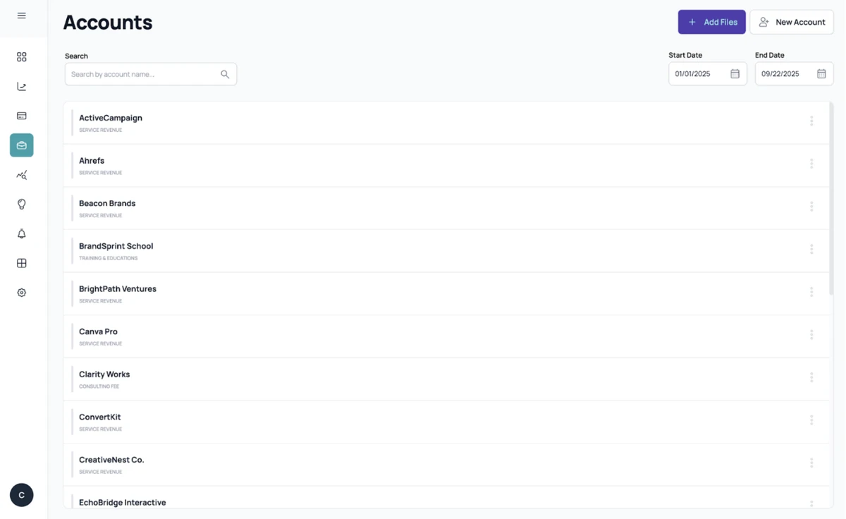 Account page in Compass AI app