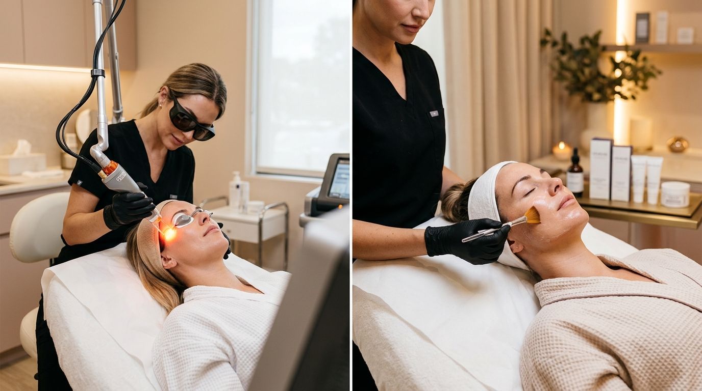 Laser treatment vs chemical peel for hyperpigmentation at a luxury med spa