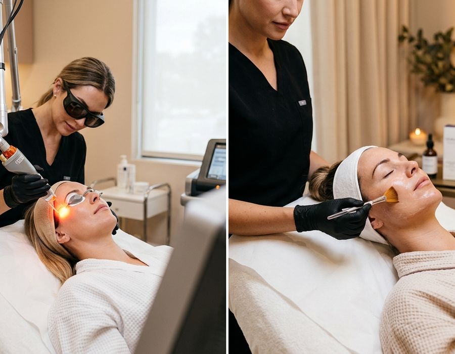 Laser treatment vs chemical peel for hyperpigmentation at a luxury med spa