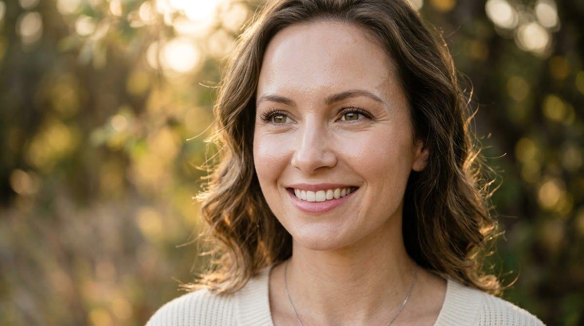 Portrait of a woman with smooth youthful facial skin from Botox.
