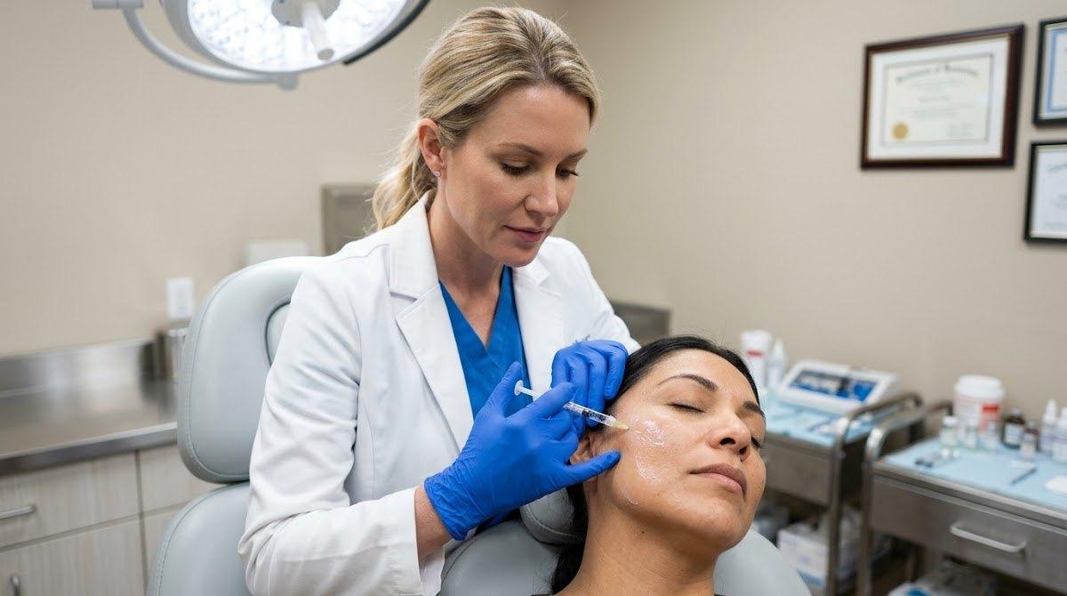 Expert injector performing hyaluronidase treatment on patient.