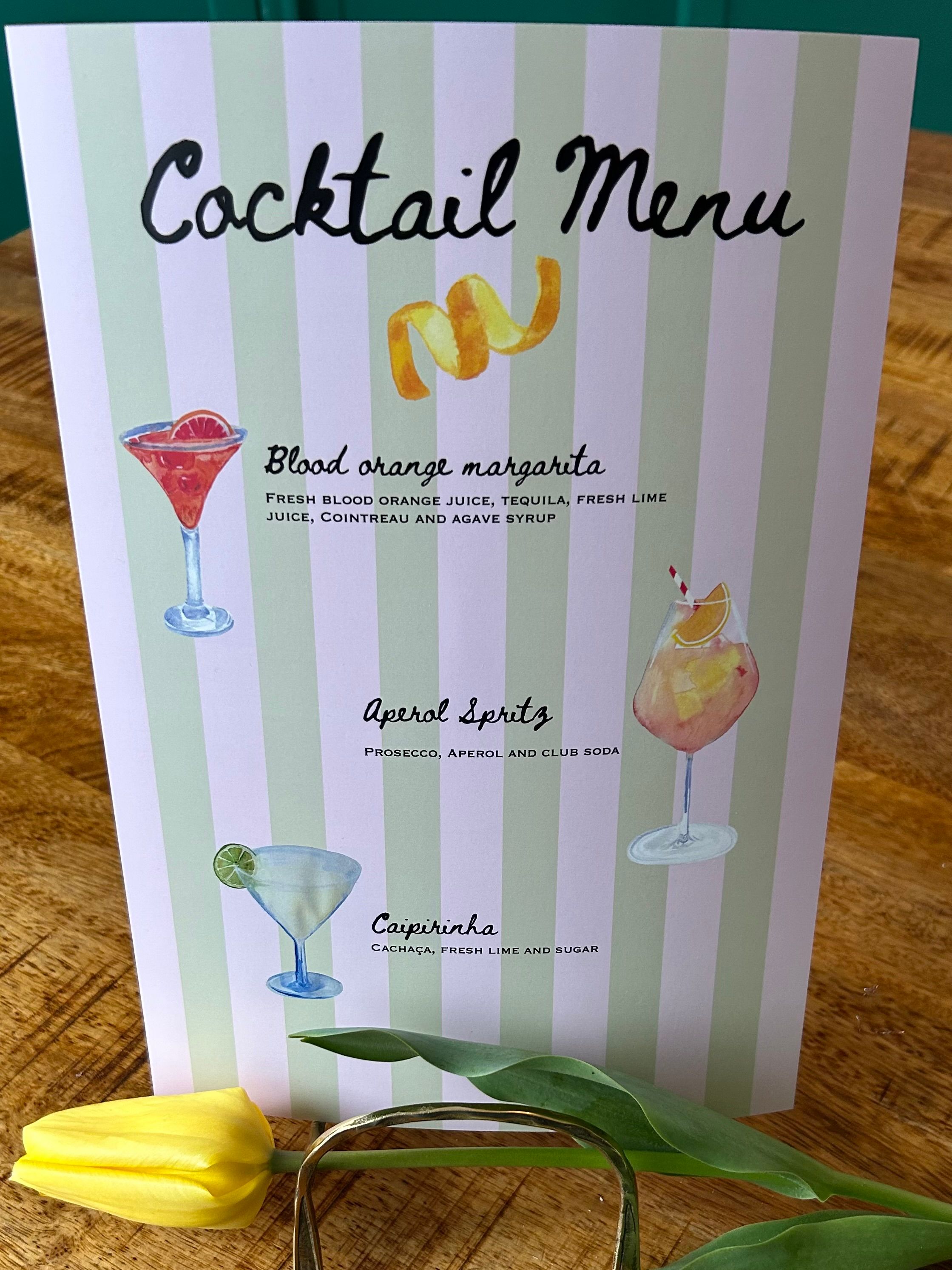 Cocktail menu