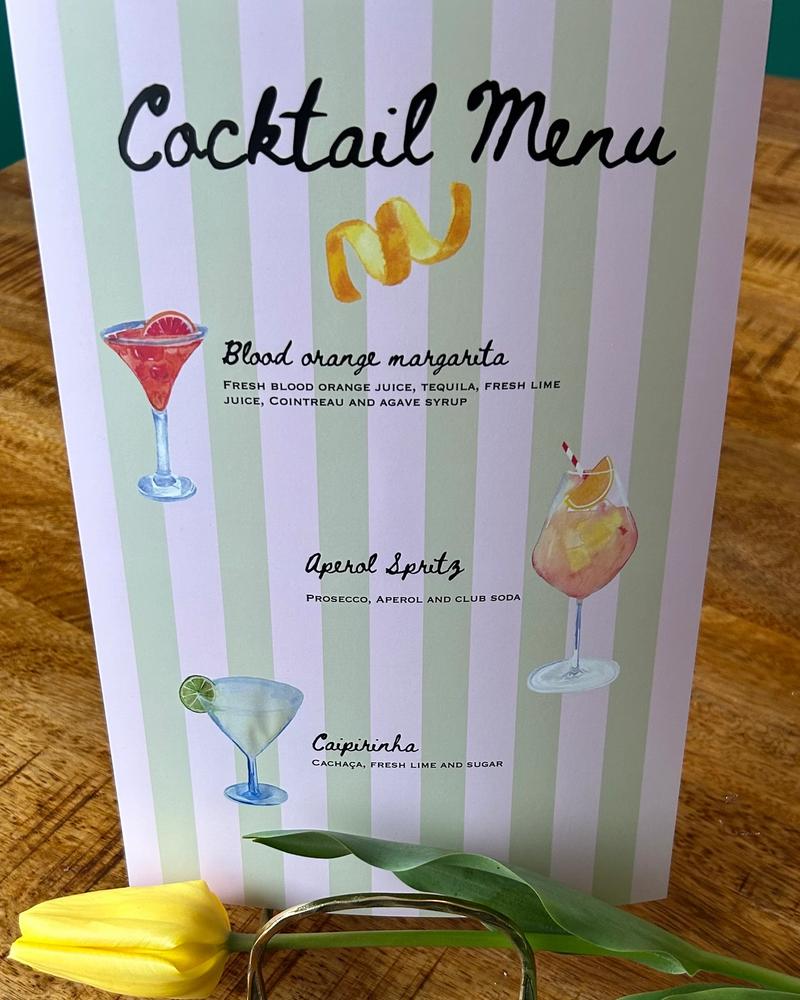 Cocktail menu