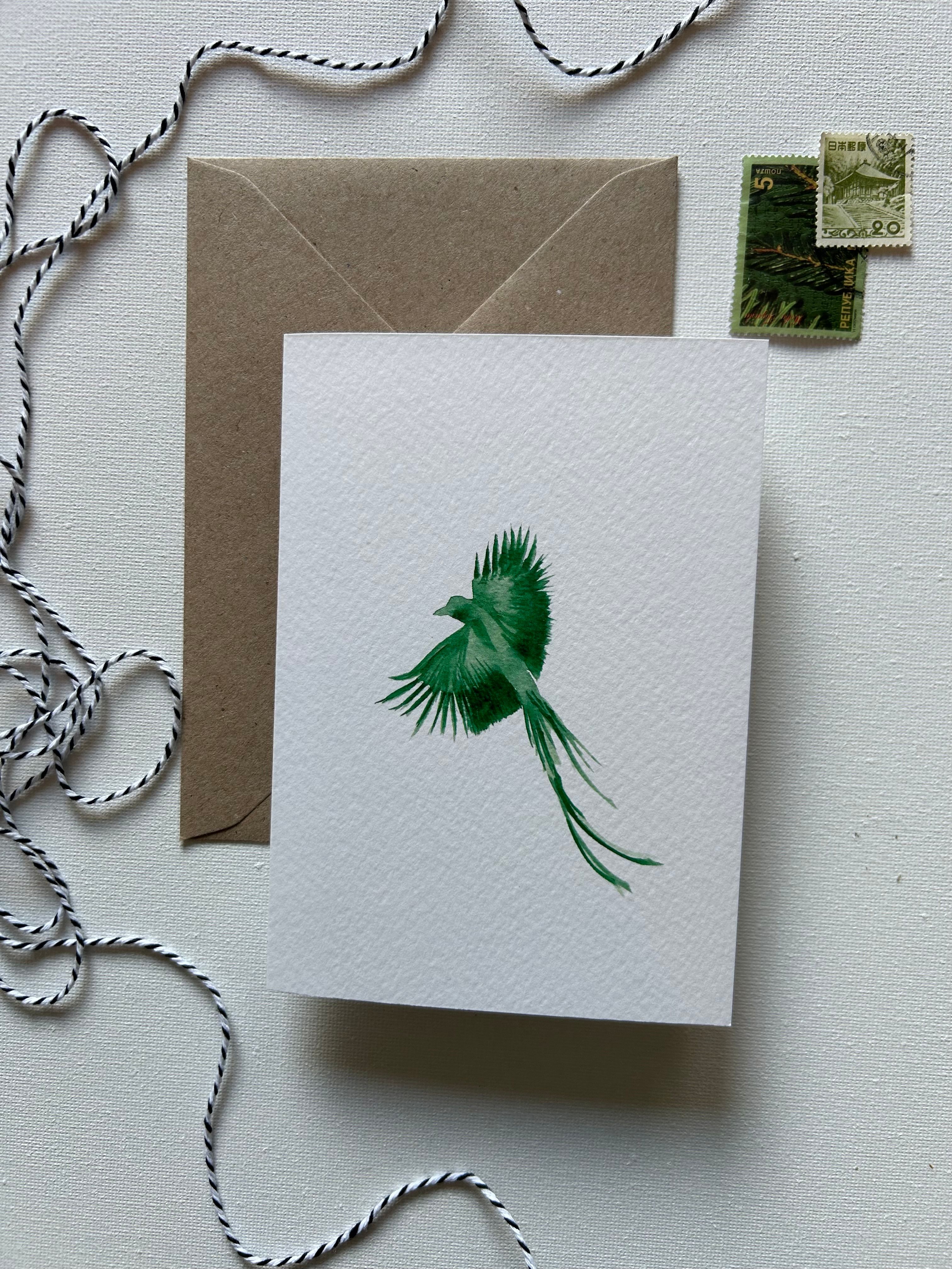 Greeting Card Green Tropical Bird