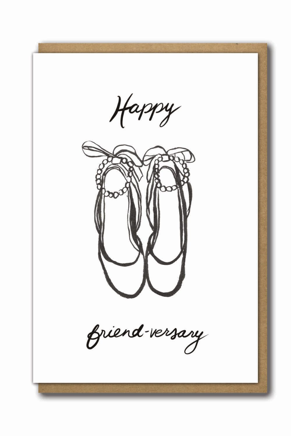 Greeting Card Friendship Black and White Shoes