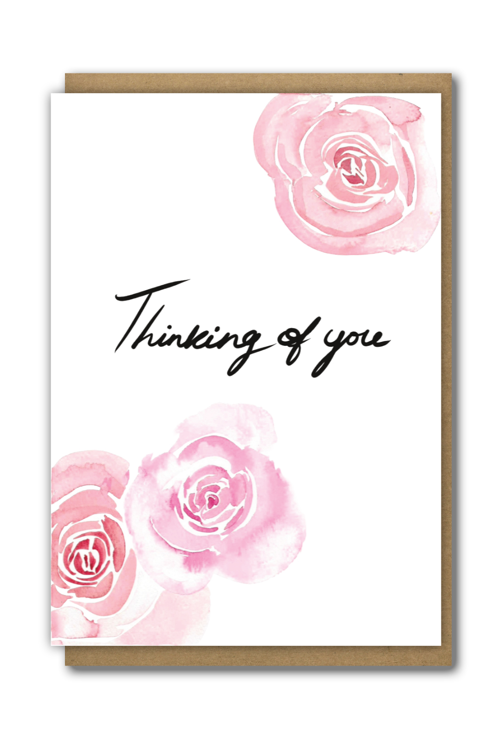 Greeting Card Rose Thinking of You with a brown paper envelope